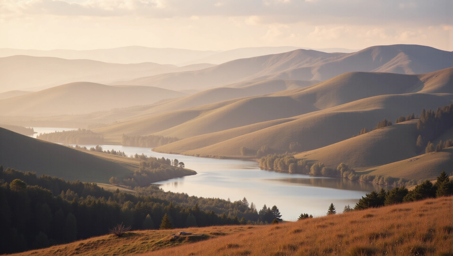 Serene natural landscape with soft earthy tones